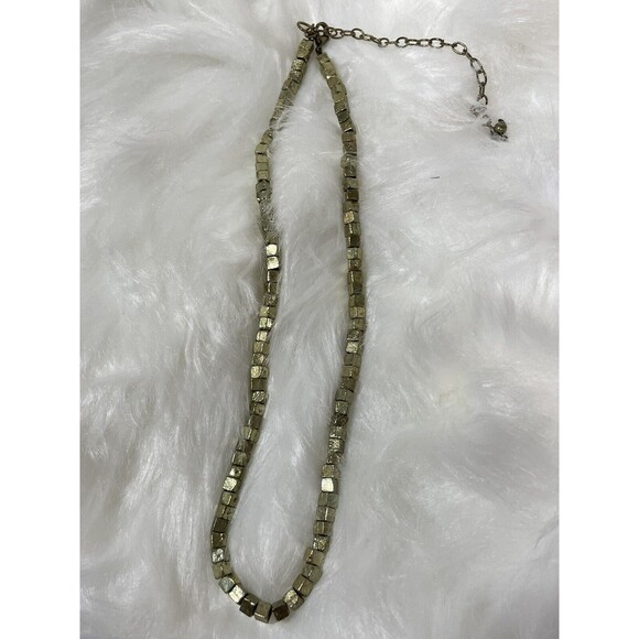 Vintage Tiny Box Cube Bead Chain Necklace Brass Metal 16” - 20” - Picture 4 of 5
